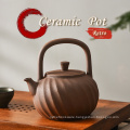2021 Kitchen toys ceramic tea-pot rotating stripe pattern pots secondary glazing process teapot ceramic for home
